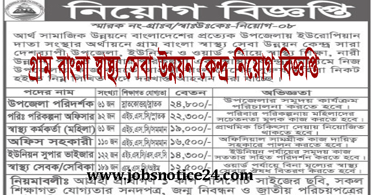 Gram Bangla Shastho Seba Unnayan Kendro job circular 2021