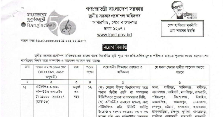Local Government Engineering Department LGED Job Circular 2023